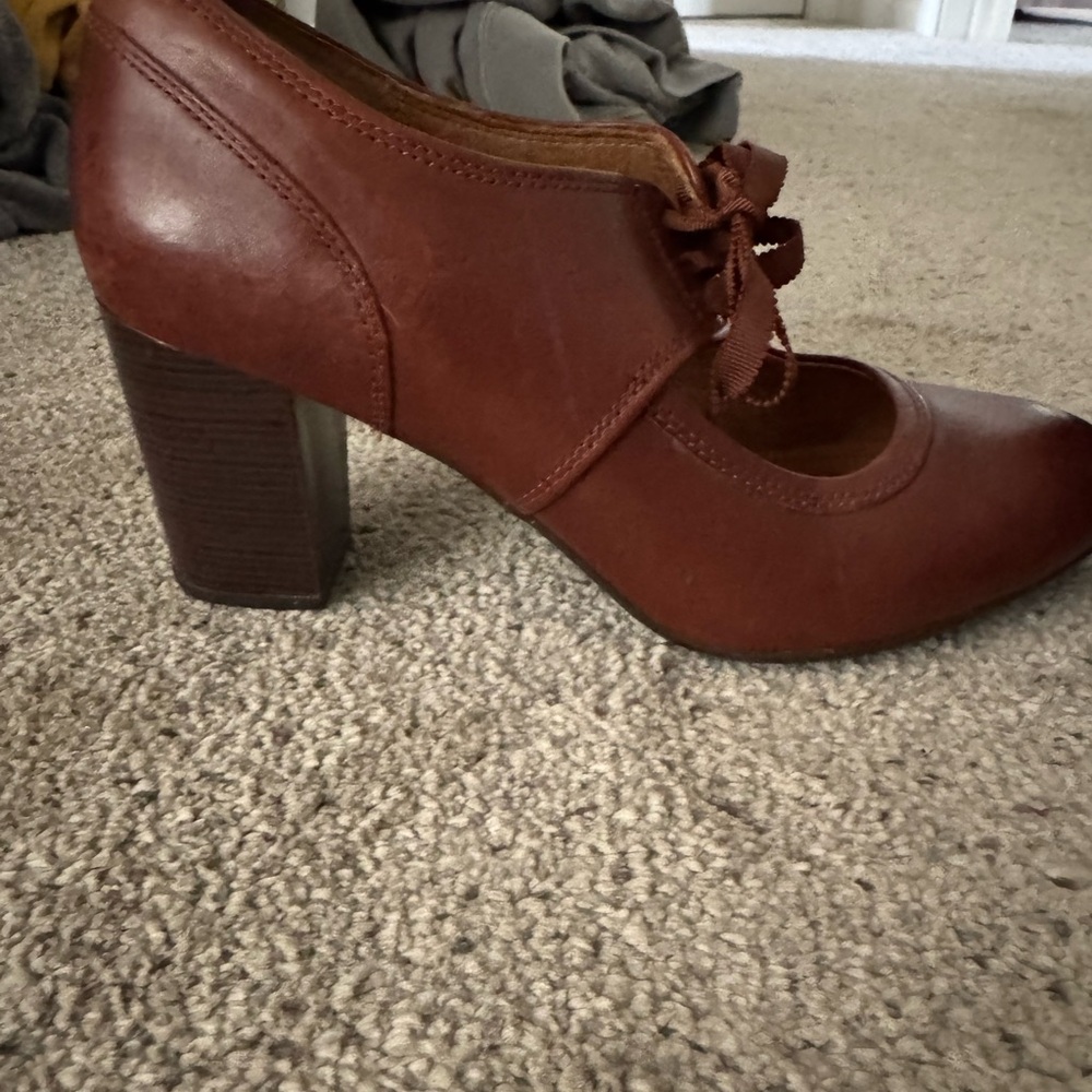 Clarks Brown Leather Block Heels